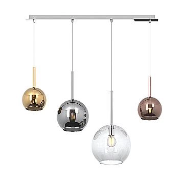 Lampadario Contemporaneo Future Metallo Cromo Vetro Multicolor 4 Luci E27