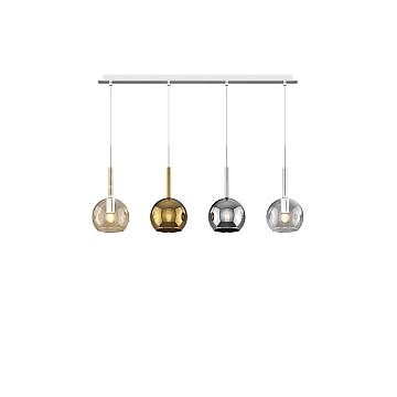 Lampadario Rettangolare Contemp Future Metallo Cromo Vetro Multicolor 4 Luci E27