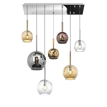 Sospensione Contemp. Rett. Future Metallo Cromo Vetro Multicolor 7 Luci E27