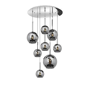 Lampadario Contemporaneo Future Metallo Cromo Vetro Mix 8 Luci E27