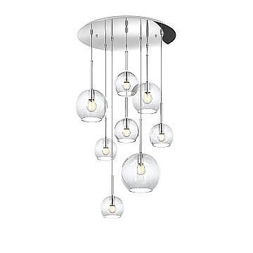 Lampadario Contemporaneo Future Metallo Cromo Vetro Mix Trasparente 8 Luci E27