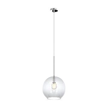 Sospensione Contemporanea Future Metallo Cromo Vetro Trasp. 1 Luce E27 D.25Cm