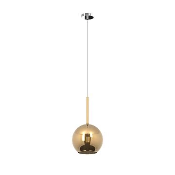 Sospensione Contemporanea Future Metallo Cromo Vetro Oro 1 Luce E27 D.20Cm