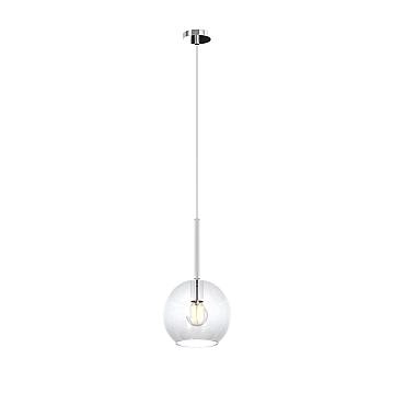 Sospensione Contemporanea Future Metallo Cromo Vetro Trasp. 1 Luce E27 D.20Cm