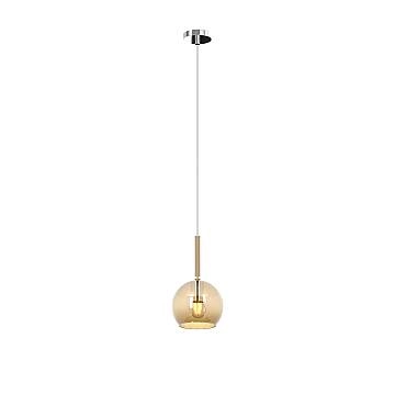 Sospensione Contemporanea Future Metallo Cromo Vetro Ambra 1 Luce E27 D.15Cm