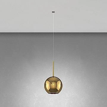 Sospensione Incasso Contemporanea Future Metallo Nero Vetro Oro 1 Luce E27