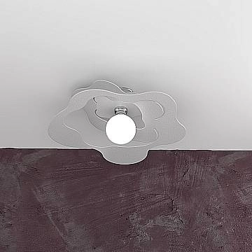 Plafoniera Moderna Ripples Metallo Grigio 1 Luce E27 D.50Cm