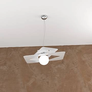 Sospensione Moderna Wacky Metallo Bianco 1 Luce E27 45Cm Sospensione Moderna Wacky Metallo Bianco 1 Luce E27 45Cm
