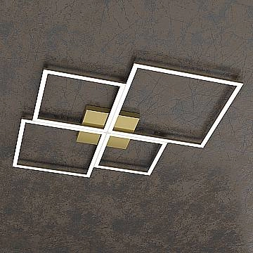 Plafoniera Moderna Quadrata Four Squares Alluminio Oro Oro Brunito Led 120W