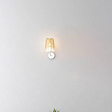 Applique Contemporanea Shaded Metallo Bianco Vetro Ambra 1 Luce E27