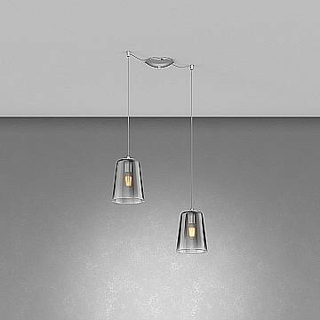 Lampadario Contemporaneo Shaded Metallo Ottone Vetro Cromo 2 Luci E27