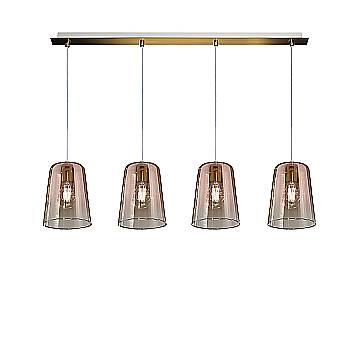 Lampadario Contemporaneo Shaded Metallo Ottone Vetro Rame 4 Luci E27