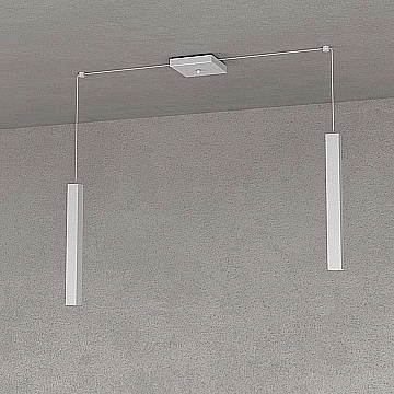 Sospensione Moderna Square Tube Metallo Grigio 2 Luci Gu10 Sospensione Moderna Square Tube Metallo Grigio 2 Luci Gu10