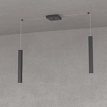 Sospensione Moderna Square Tube Metallo Nero 2 Luci Gu10 Sospensione Moderna Square Tube Metallo Nero 2 Luci Gu10