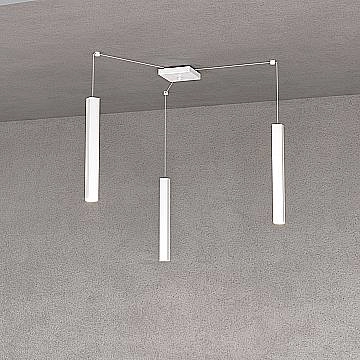 Sospensione Moderna Square Tube Metallo Bianco 3 Luci Gu10 Sospensione Moderna Square Tube Metallo Bianco 3 Luci Gu10