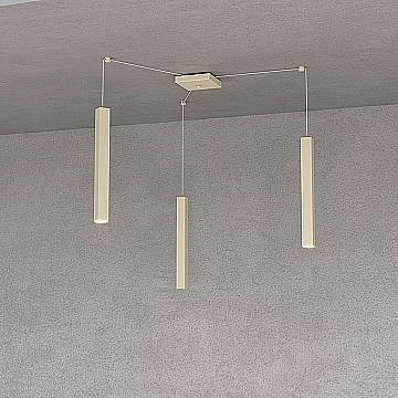 Sospensione Moderna Square Tube Metallo Sabbia 3 Luci Gu10 Sospensione Moderna Square Tube Metallo Sabbia 3 Luci Gu10