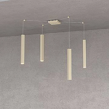 Sospensione Moderna Square Tube Metallo Sabbia 4 Luci Gu10 Sospensione Moderna Square Tube Metallo Sabbia 4 Luci Gu10