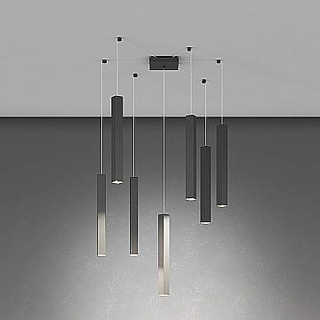 Sospensione Moderna Square Tube Metallo Nero 7 Luci Gu10 Sospensione Moderna Square Tube Metallo Nero 7 Luci Gu10