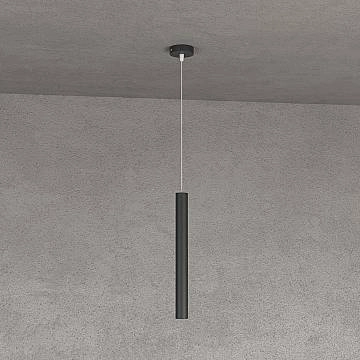 Sospensione Moderna Round Tube Metallo Nero 1 Luce Gu10 Sospensione Moderna Round Tube Metallo Nero 1 Luce Gu10