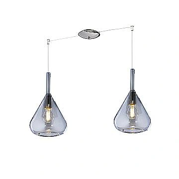 Sospensione Contemporanea Kona Metallo Cromo Vetro Blu 2 Luci E27
