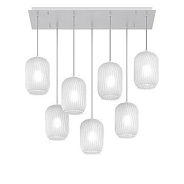 Sospensione Contemporanea Tender Metallo Bianco Vetro Bianco Fog 7 Luci E27