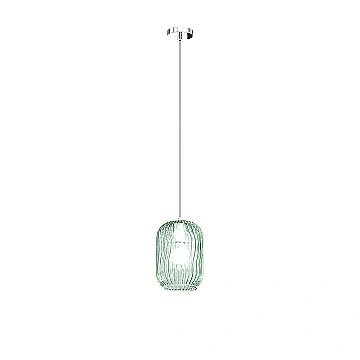 Sospensione Contemporanea Tender Metallo Cromo Vetro Verde 1 Luce E27