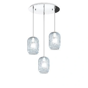 Lampadario Contemporaneo Tender Metallo Cromo Vetro Trasparente 3 Luci E27