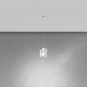 Lampadario Contemporaneo Tender Metallo Cromo Vetro Bianco Fog 1 Luce E27