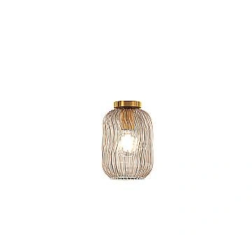 Plafoniera Contemporanea Tender Metallo Ottone Satinato Vetro Ambra 1 Luce E27