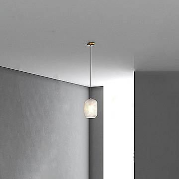Lampadario Contemporaneo Tender Metallo Ottone Vetro Bianco-Trasp 1 Luce E27