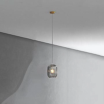 Lampadario Contemporaneo Tender Metallo Ottone Vetro Fumè 1 Luce E27