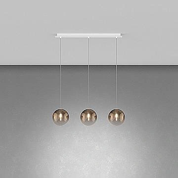 Lampadario Contemporaneo Eclipse Metallo Bianco Vetro Bronzo 3 Luci G9
