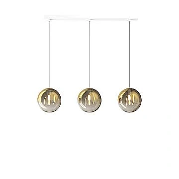 Sospensione Contemporanea Eclipse Metallo Bianco Vetro Oro 3 Luci G9