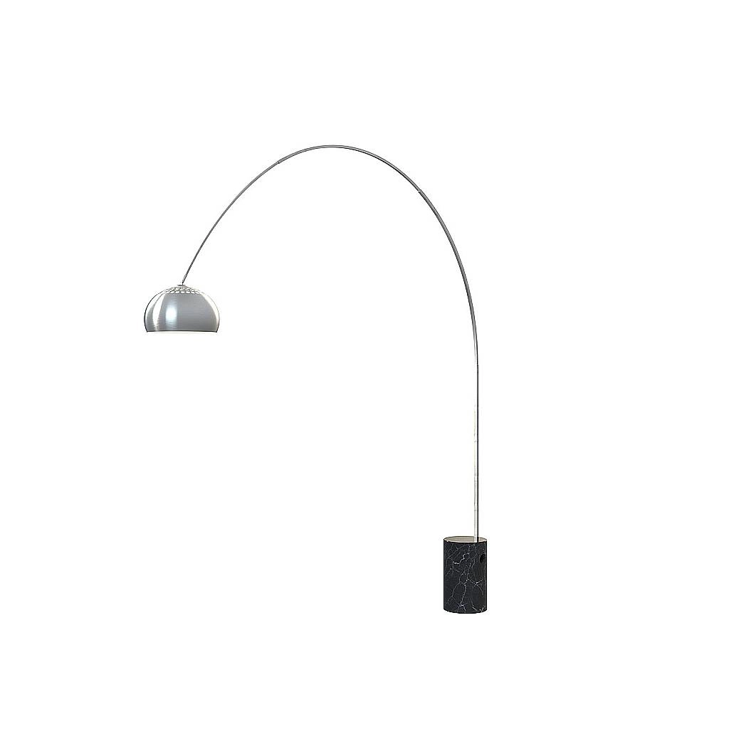 Piantana Contemporanea Turning Marmo Nero Cilindro Metallo Cromo 1 Luce E27 1187_B6-CUP