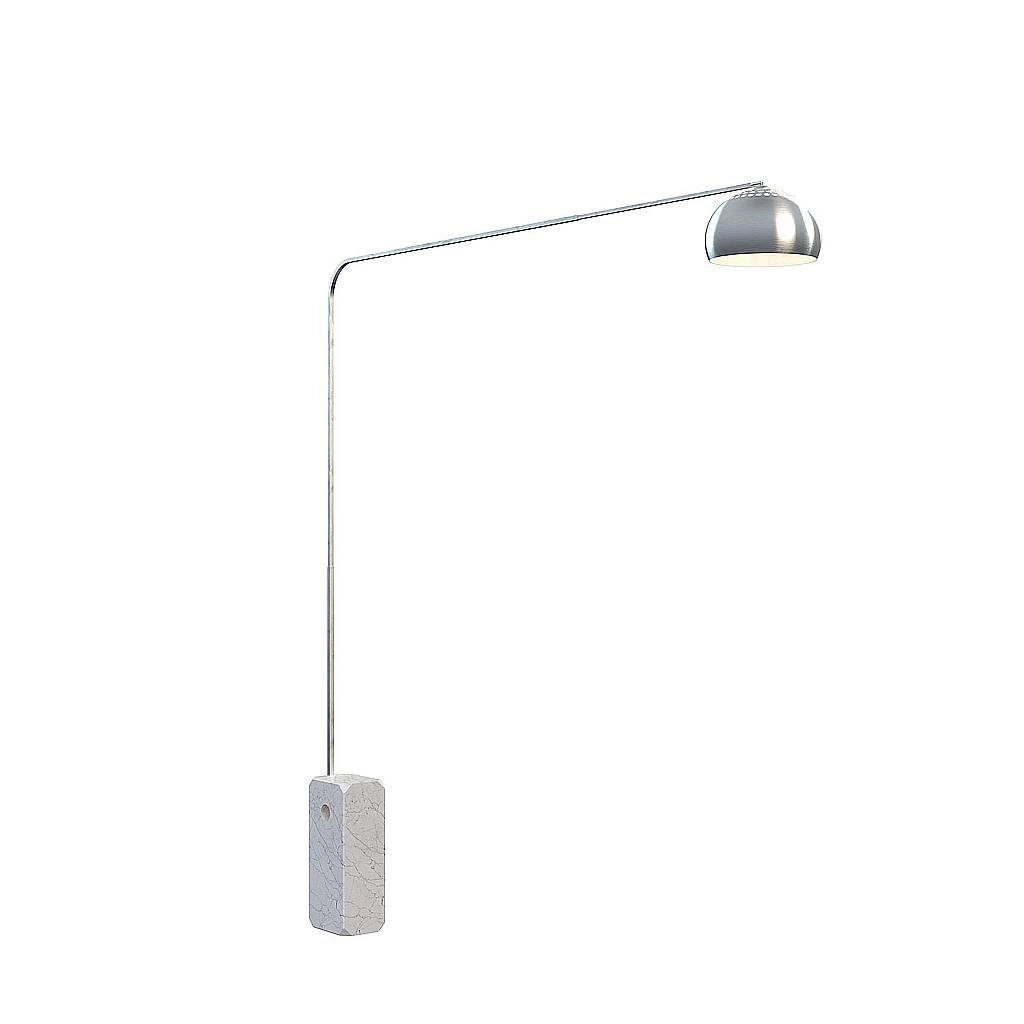 Piantana Contemporanea Corner Marmo Bianco Metallo Cromo 1 Luce E27 1189_B1-CUP