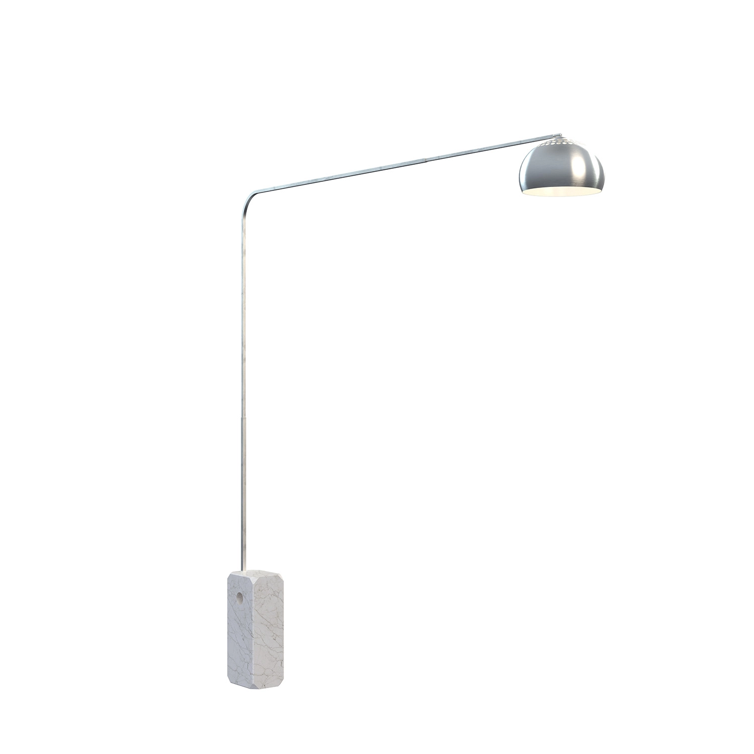 Piantana Contemporanea Corner Marmo Bianco Metallo Cromo 1 Luce E27 1189_B1-CUP