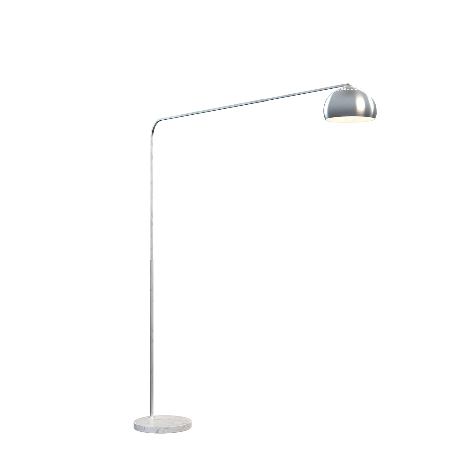 Piantana Contemporanea Corner Marmo Basso Bianco Metallo Cromo 1 Luce E27 1189_B3-CUP