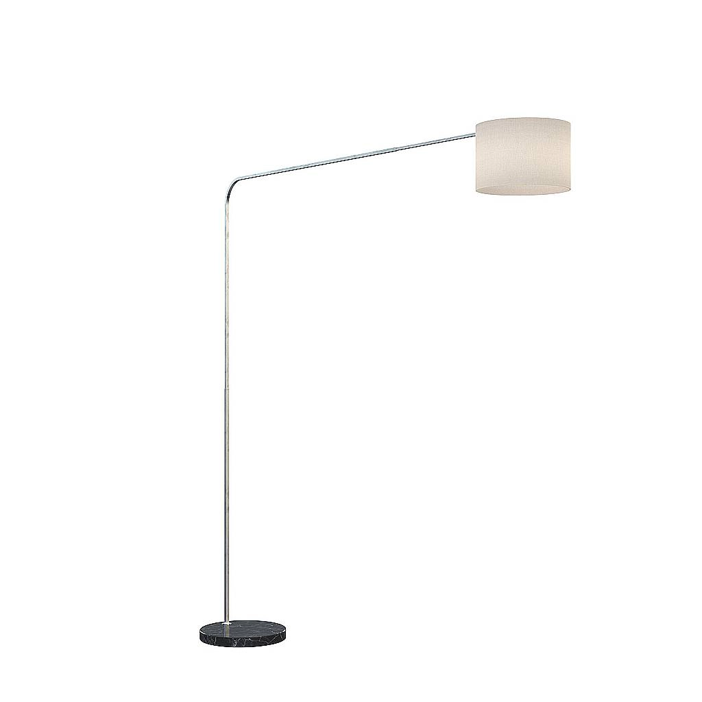 Piantana Contemporanea Corner Marmo Basso Nero Tessuto Bianco 1 Luce E27 1189_B4-CIB