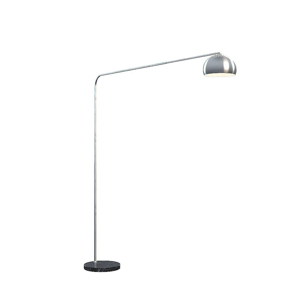 Piantana Contemporanea Corner Marmo Basso Nero Metallo Cromo 1 Luce E27 1189_B4-CUP