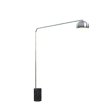 Piantana Contemporanea Corner Marmo Alto Nero Metallo Cromo 1 Luce E27