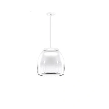 Lampadario Contemporaneo Drum Metallo Bianco Vetro 1 Luce Led 16W Calda