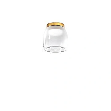 Plafoniera Contemporanea Drum Metallo Oro Vetro Bianco 1 Luce Led 8W Calda