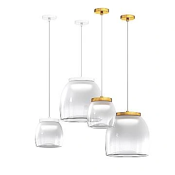 Lampadario Contemporaneo Drum Metallo Oro Vetro 1 Luce Led 16W Calda