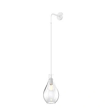 Applique Contemporanea Drop 2.0 Metallo Bianco Vetro Trasparente 1 Luce E27