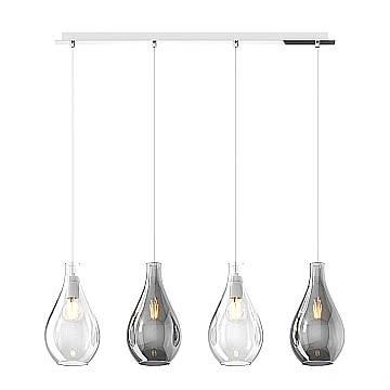 Lampadario Contemporaneo Drop 2.0 Metallo Cromo Vetro Trasp-Fumè 4 Luci E27