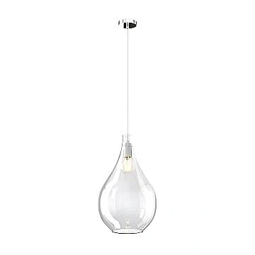 Lampadario Contemporaneo Drop 2.0 Metallo Cromo Vetro Grande Trasp 1 Luce E27