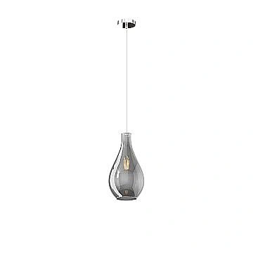 Lampadario Contemporaneo Drop 2.0 Metallo Cromo Vetro Fumè 1 Luce E27