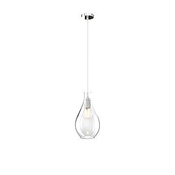 Lampadario Contemporaneo Drop 2.0 Metallo Cromo Vetro Trasparente 1 Luce E27