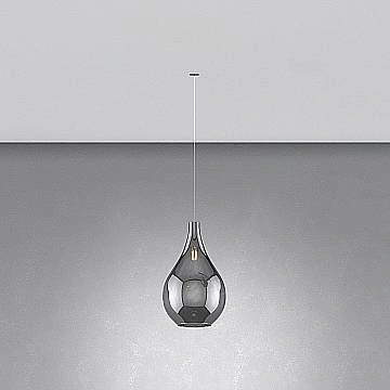 Sospensione Incasso Contemporaneo Drop 2.0 Metallo Cromo Vetro Fumè 1 Luce E27