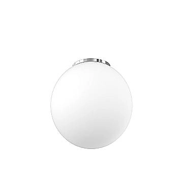 Plafoniera Contemporanea Mars Metallo Cromo Vetro Bianco 1 Luce E27 D35Cm
